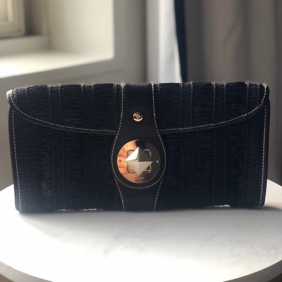Kate Spade Black Woven Clutch - Picture 1 of 5